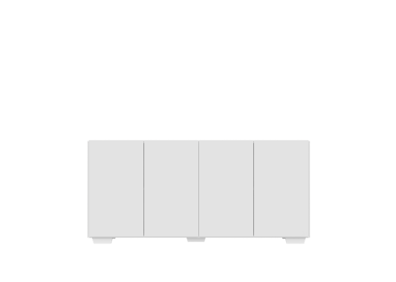 Sideboard 4 Doors White/ White Square Feet