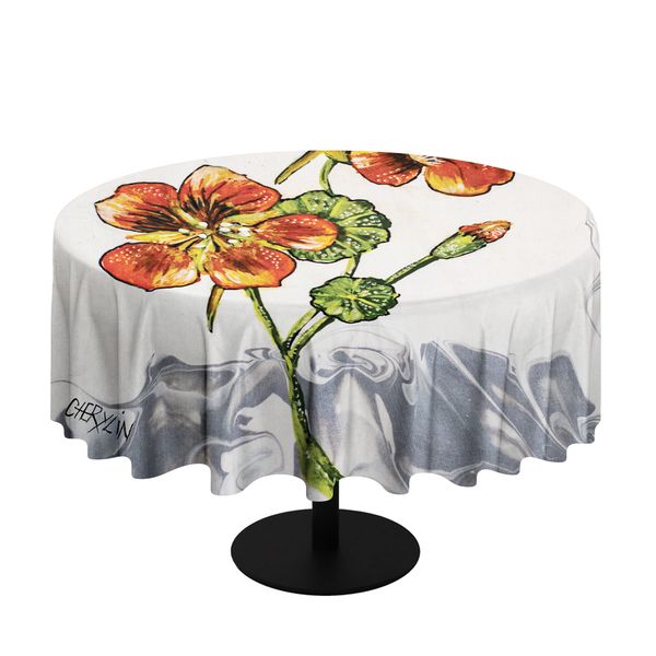 Nasturtium By Cherylin Louw Round Tablecloth