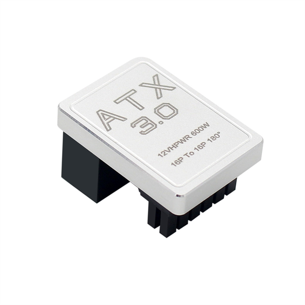 12Vhpwr 12+4 16P 600W Male To Female 180 Degree Adapter Silver