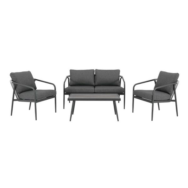 Naterial Talmo Aluminium &amp; Textile Patio Furniture Set 4 Piece Anthracite
