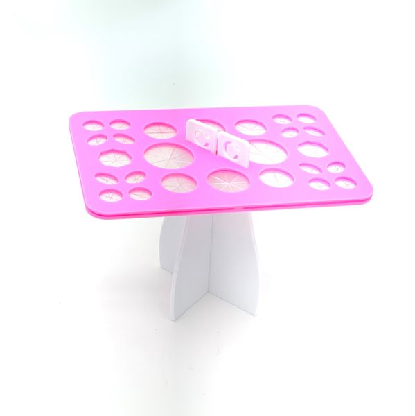 MakeUp Brush Drying Rack - 26 Holes - Pink