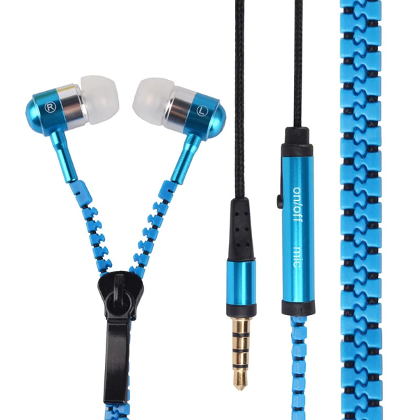Metallic Earphones with Zipper Cord 1.2m Cable Length