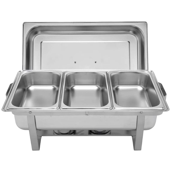 Stainless Steel Chafing Dish with 2 Triple Burners - Elegant design