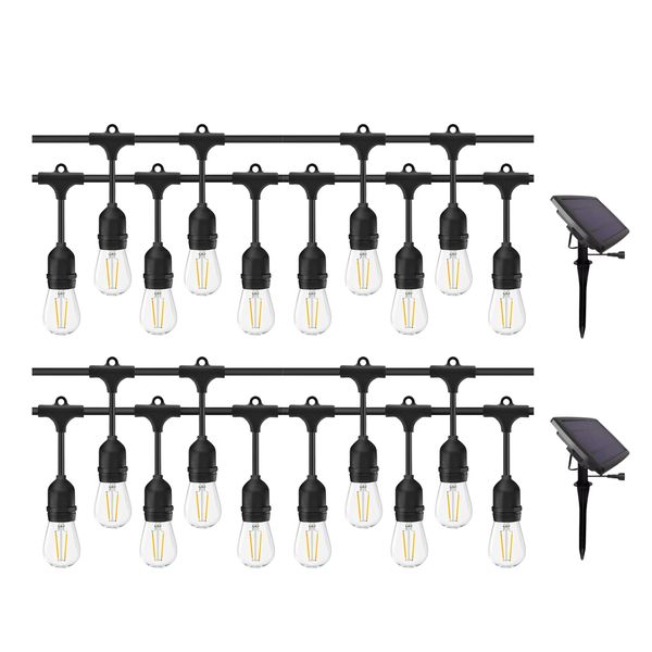 Solar Decorative 10 LED Bulb IP65 7 Meter WaterProof Solution - 2 Pack