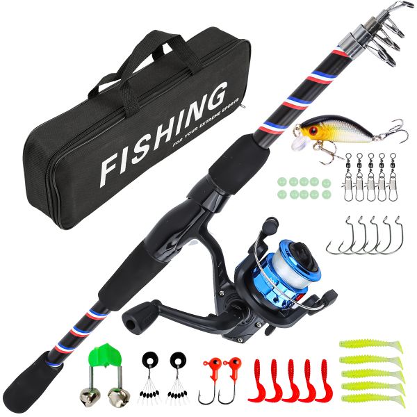 1.8M Fiberglass Lure Rod and SSLAN Reel Set - Striped Fishing Kit