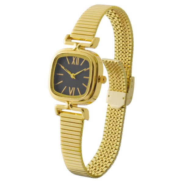 Lds Mesh Square Watch Gold