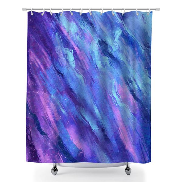 Bathroom Bath Curtain, Machine Washable Modern Tie Dye Shower Curtain