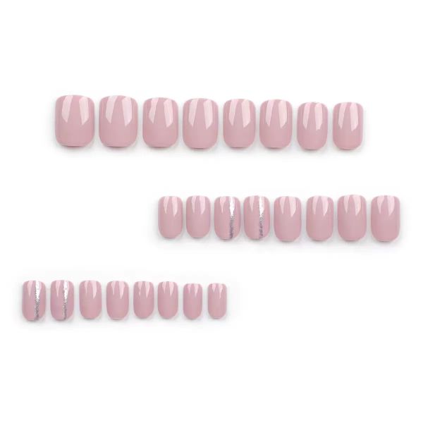 Solid Color Pink And Purple Nail Art With Sparkly False Nails