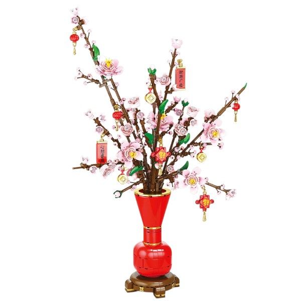Cherry Blossom with Vase Building Block Set - 1076-Piece