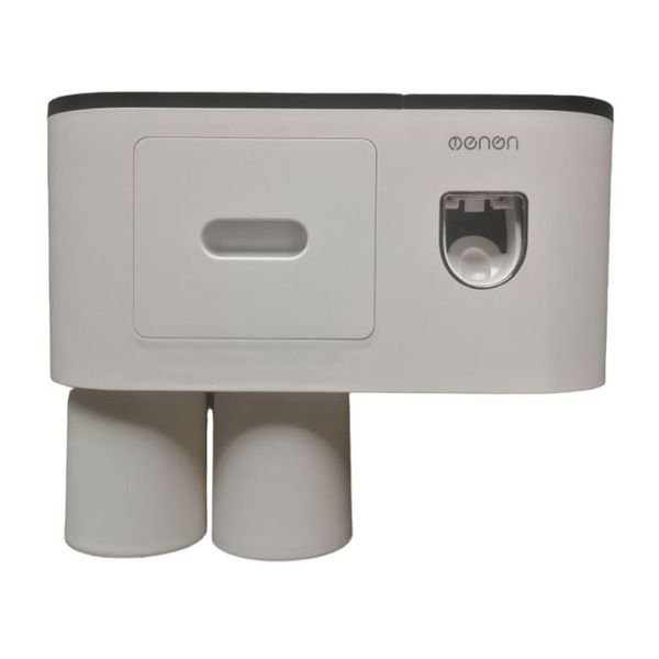 Toothbrush Holder With Built-in Toothpaste Dispenser - 2 Cups