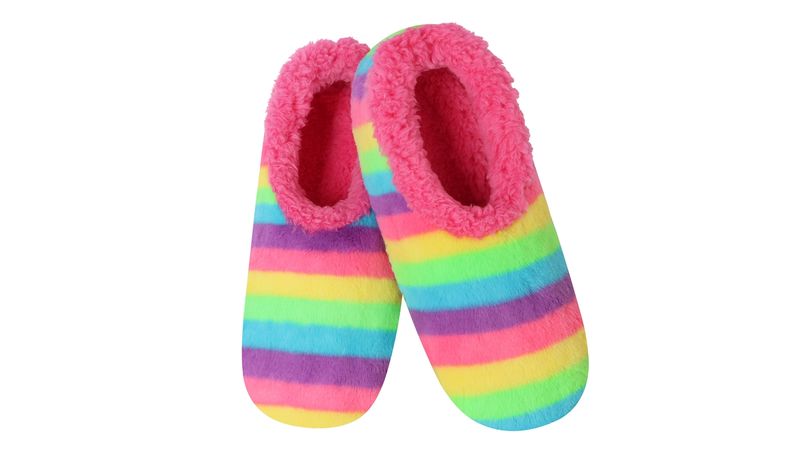Snoozies! Ladies Light Rainbow Fleece Slippers