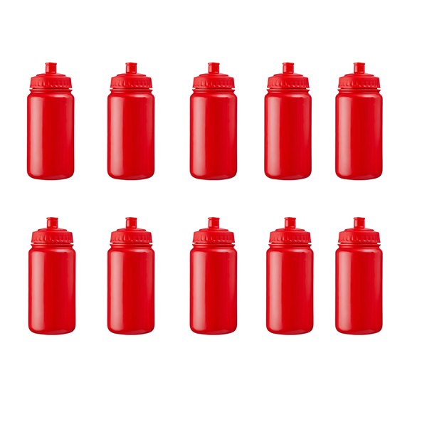 Sports Water Bottles - Durable Leak-Proof &amp; Reusable - 500ml - Red - 5 Pack