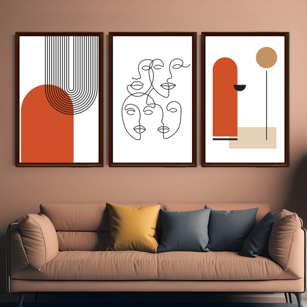 Set of 3 Mid-Century Modern Wall Art Decor Prints - A3 Size (Unframed)