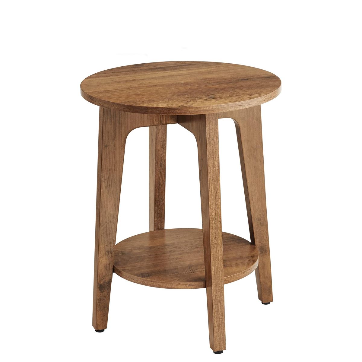 Wood Look End Table with Shelf, Compact Honey Brown Design