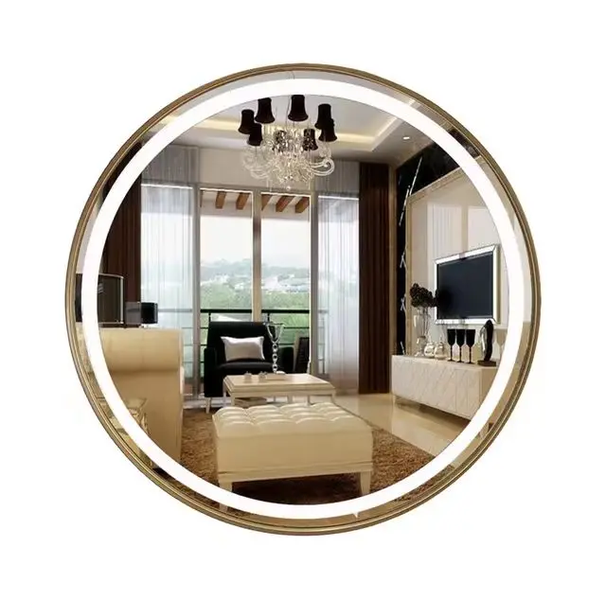 Round LED Mirror Gold Frame