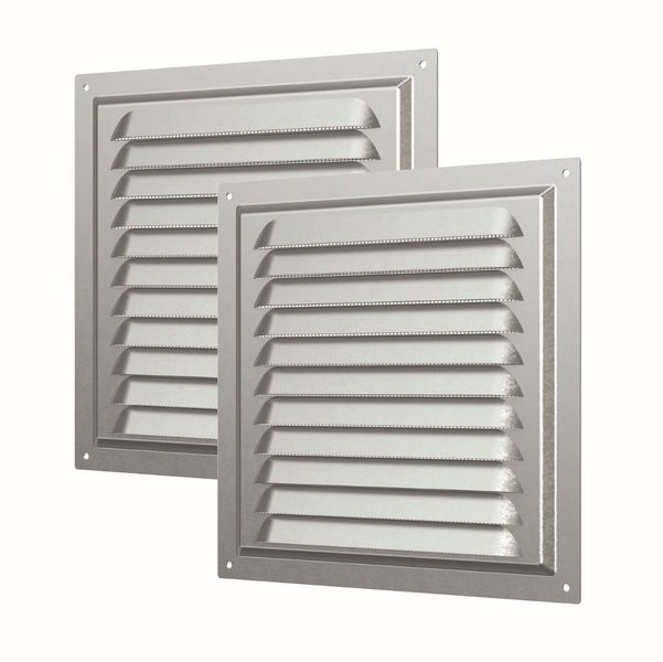 Ventilation wall cover grilles 200x200mm square zinc coated - 2 pieces