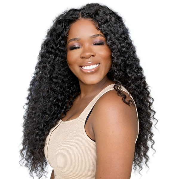 Geebuy 22 inch Curly Wig Full Frontal Water Wave 15A Free Parts Vietnamese
