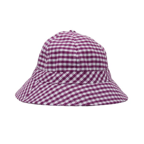 Purple Baby &amp; Toddler Sun Hat Gingham Plaid Chec image