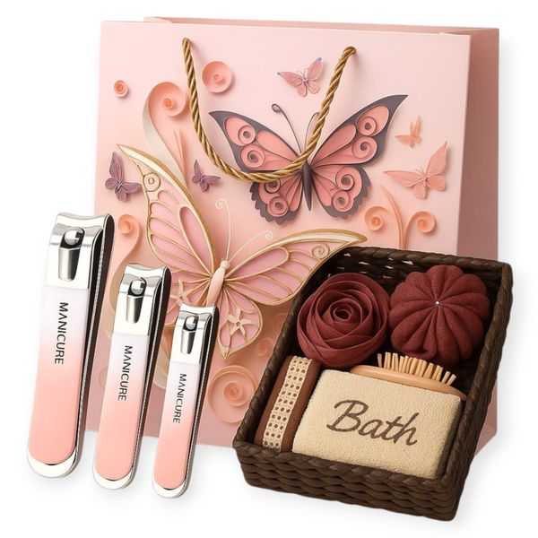 Bath Gift Set - Self Care Nail Care with Gift Bag Package for Women