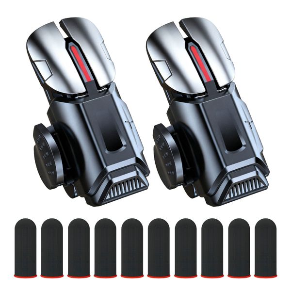 6 Fingers Game Trigger with 10PCS Finger Sleeves Mobile Gaming Controller