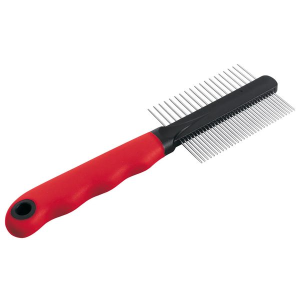 Ferplast GRO 5864 Double-Sided Steel Comb - Wide &amp; Fine Teeth Grooming Tool