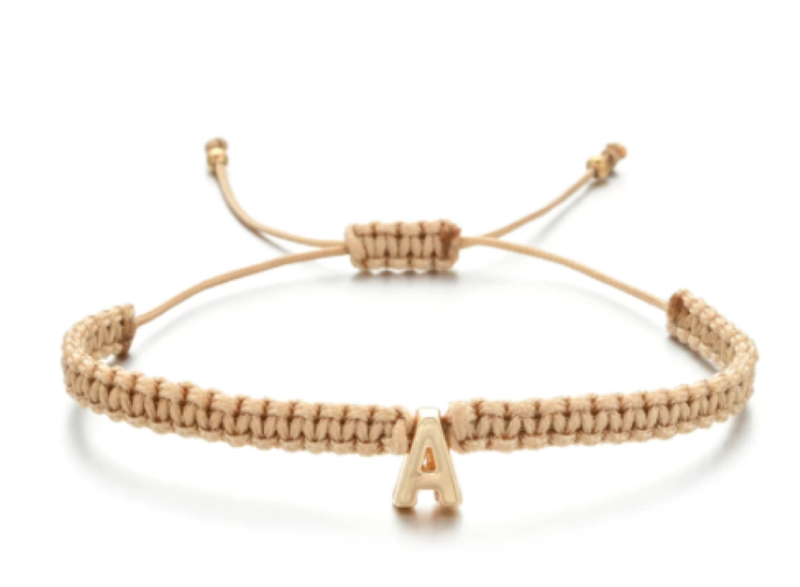 YALLI Gold Letter A Charm Bracelet Adjustable String