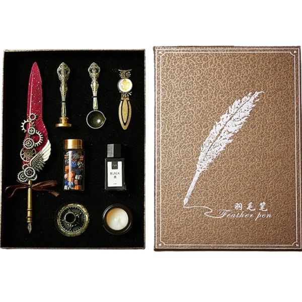 Vintage Calligraphy Feather Pen Set