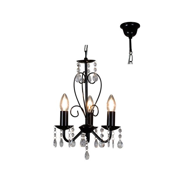 Eurolux - Cleo 3 Arm Black Chandelier