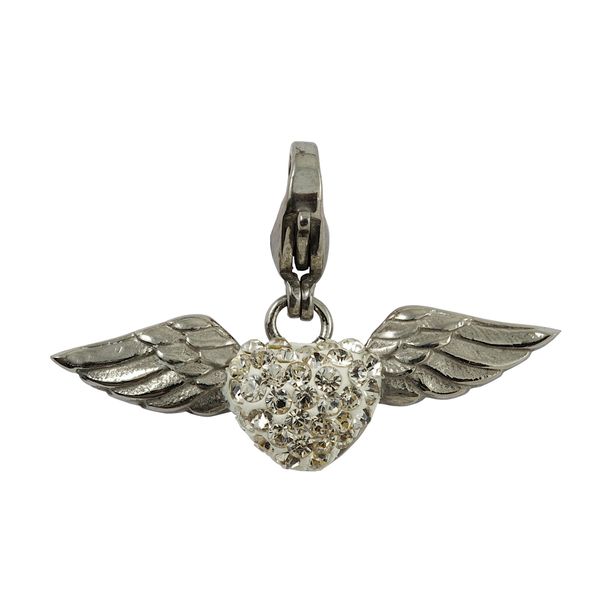 Bad Girl Winged Heart Charm - White