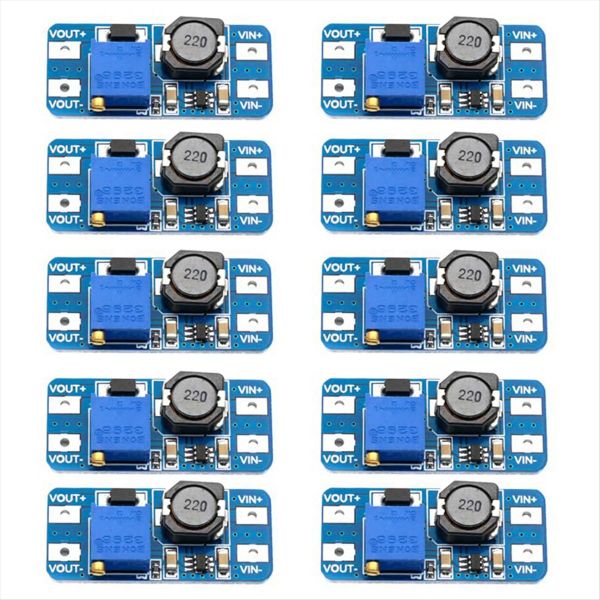 10Pcs Mt3608 Dc-Dc Converter 2-24V To 5V-28V 2A Output Micro-Usb