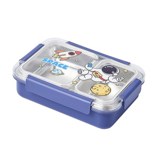 Modern Leakproof Stainless Steel Lunchbox with Cutlery 2 Grid Compartment