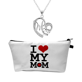 Mother's Day Gift Cosmetic Bag and Necklace - I Love My Mom | Shop