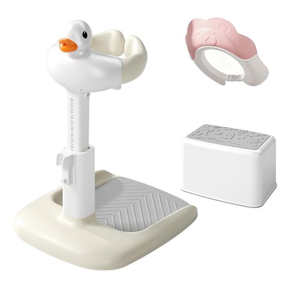 Adjustable height baby shower rack with non-slip base and removable seat