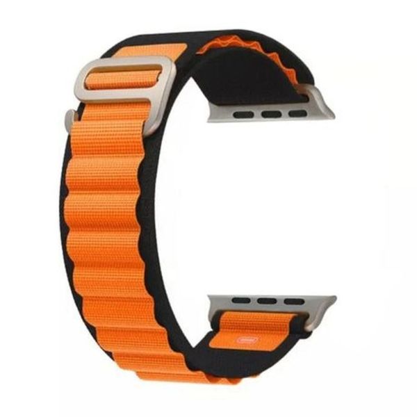 For Apple Watch Ultra 49mm Nylon Watch Band (Black+Orange)