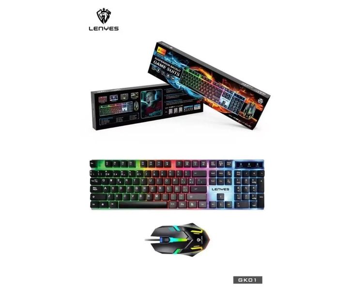 Lenyes GK01 Suspension Backlit Game Suit Gaming Keyboard And Mouse Combo.