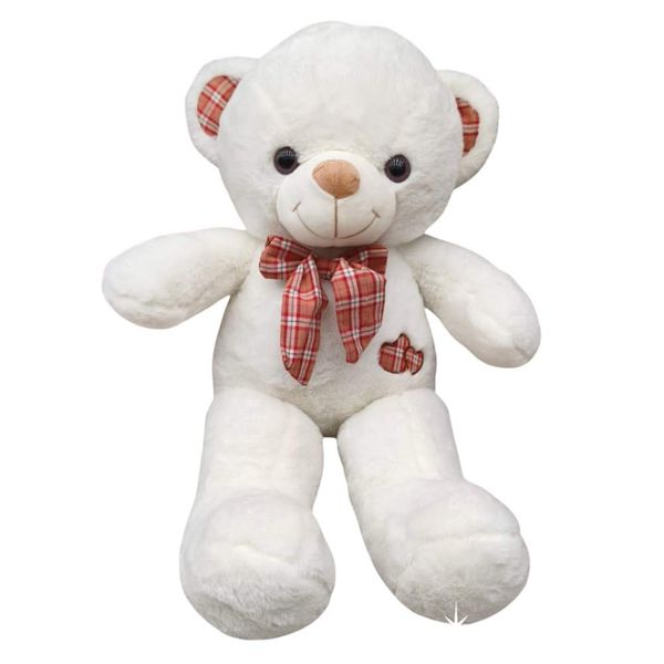 60cm Huggable Plush Teddy Bear with Bow Tie &amp; Embroidered Hearts