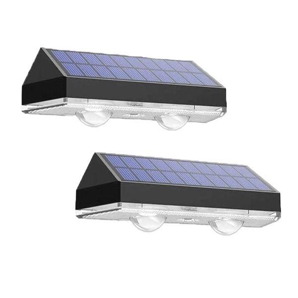 2Pack Solar Fence Lights Outdoor Waterproof LED Wall Light Dual Head 3 Mode