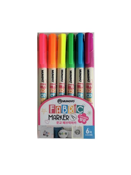 Mungyo Fluorescent Fabric Marker Set of 6