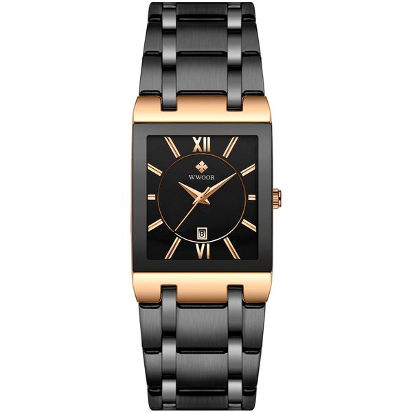 Square Men's Casual Watch with Steel Strap, Watch, Pointer, Da