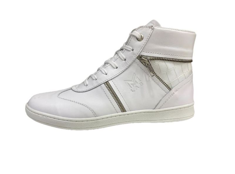 Make My Shoes Men White Leather Hi-Tops