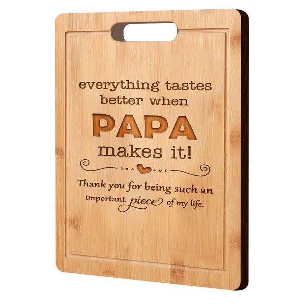 Bamboo Charcuterie Cutting Board with Handle Engraved Gifts for Grandpa