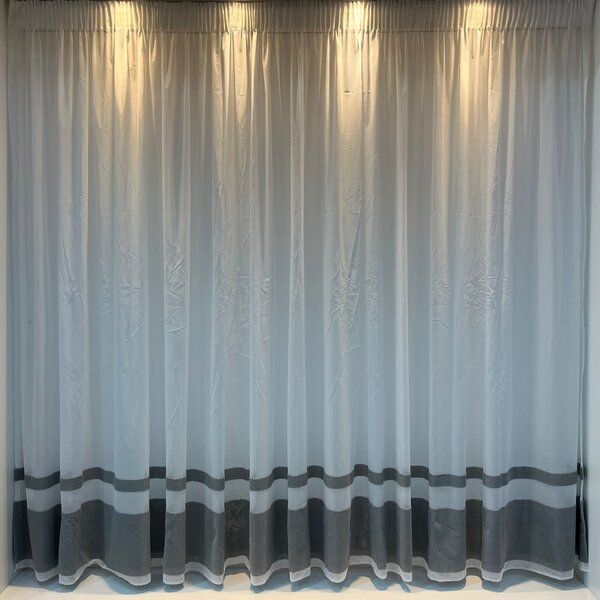 Zaydtex Cecile Balza Swirl Ready to Hand Curtain - 500x218 - White and ...