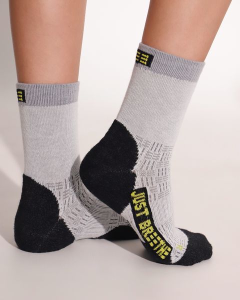 Breeth Moisture Wicking Cushioned Coolmax Travel 3/4 Crew Socks - Grey