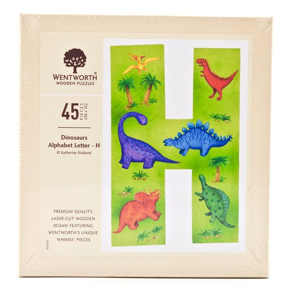 Dinosaurs Letter S - 45 Piece Kids Alphabet Wooden Shaped Jigsaw Puzzle