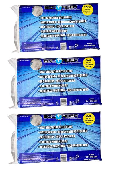 Eco- Fiber 1kg Swimming Pool Filter Medium - 3 Pack