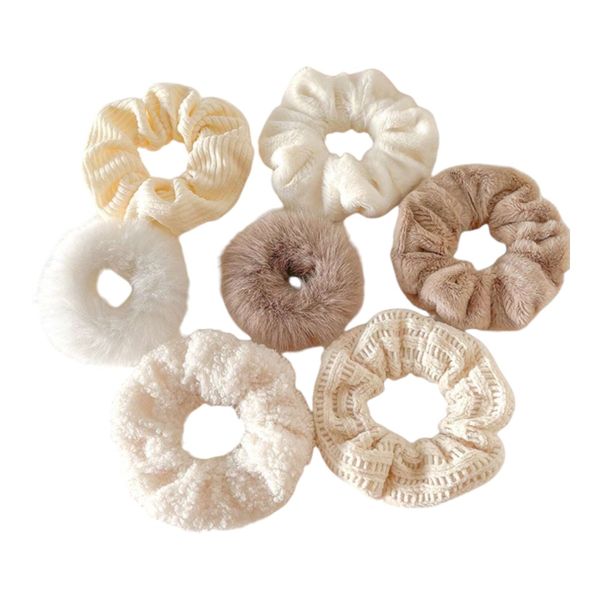 Premium Plush Elastic Hair Ties Scrunchies - Multicolour - 7 Pack