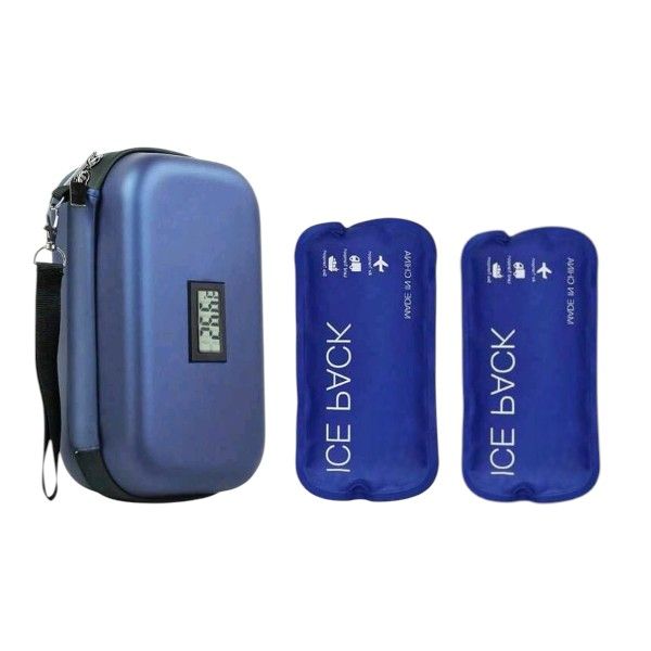 Insulin Travel Cooler with Temperature Display (2 Reusable Ice Packs)