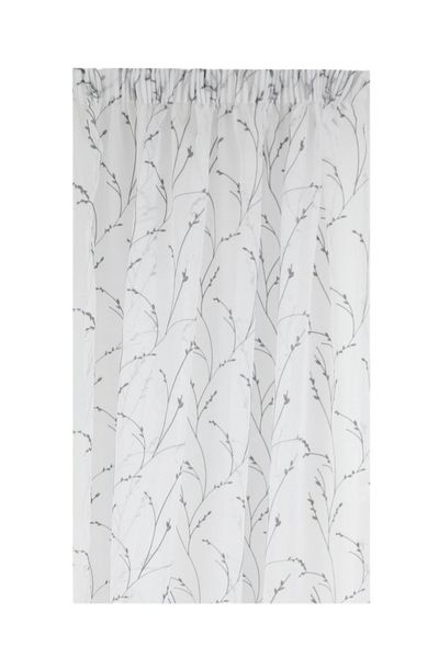 Sheer Embroidered Daisy Taped Curtain, 270x218cm
