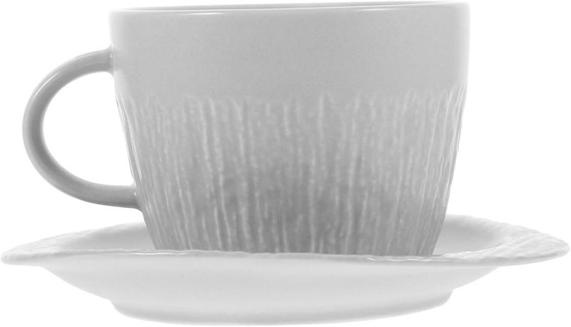 Ceramic Coffee Mug Saucer Anti-scalding Handle Vintage Gray