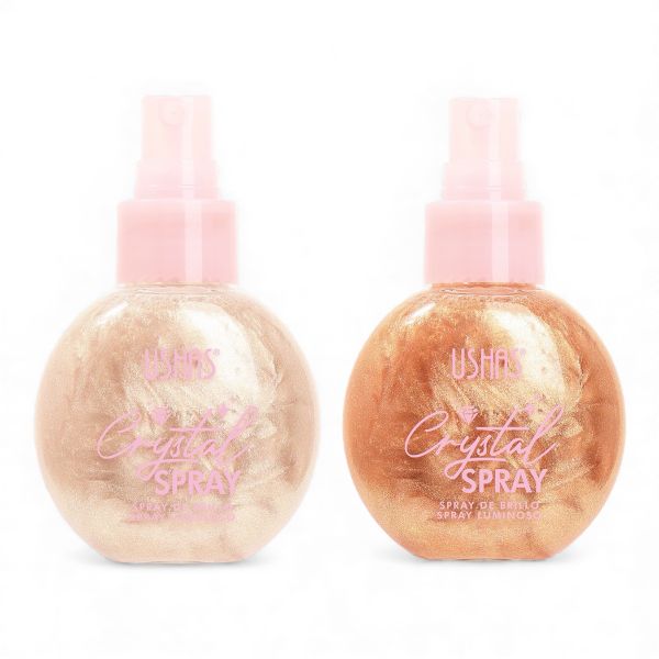 Set of 2 - Ushas Crystal Spray Shimmer Highlight Face &amp; Body Spray Silver
